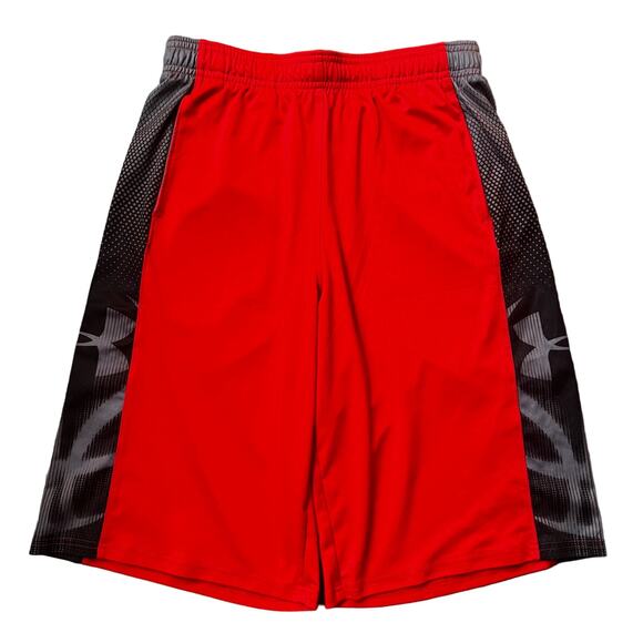 Under Armour Boy’s LG Loose Fit Red & Black Basketball Shorts - Picture 1 of 4
